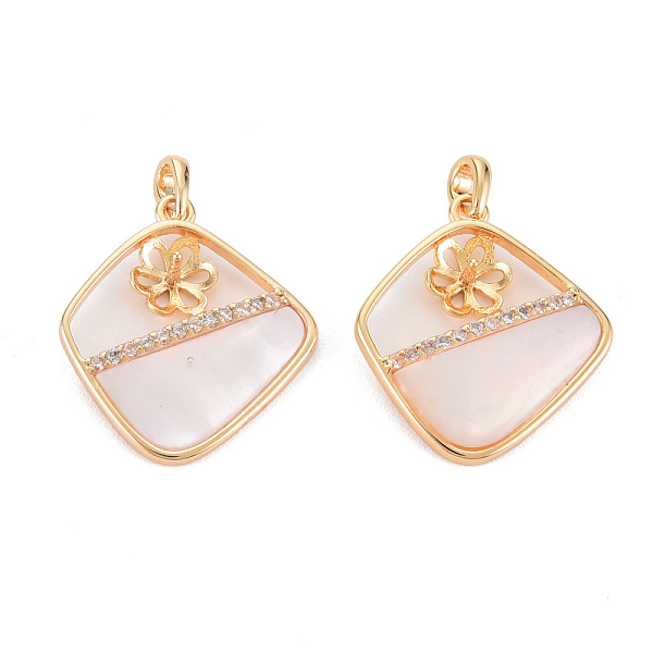

PandaHall Brass Micro Pave Clear Cubic Zirconia Peg Bails Pendants, for Half Drilled Bead, with Shell, Nickel Free, Quadrangle, Seashell...