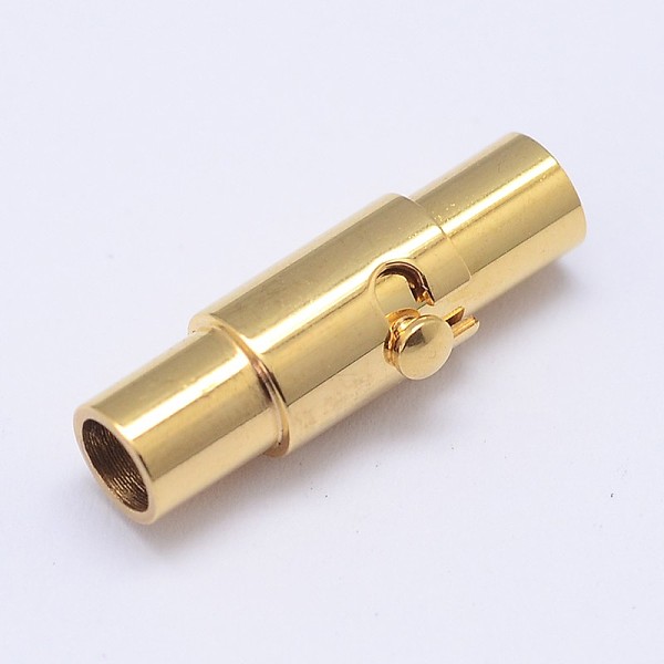 

PandaHall Column 304 Stainless Steel Locking Tube Magnetic Clasps, Ion Plating (IP), Golden, 16x5mm, Hole: 3mm 304 Stainless Steel Column