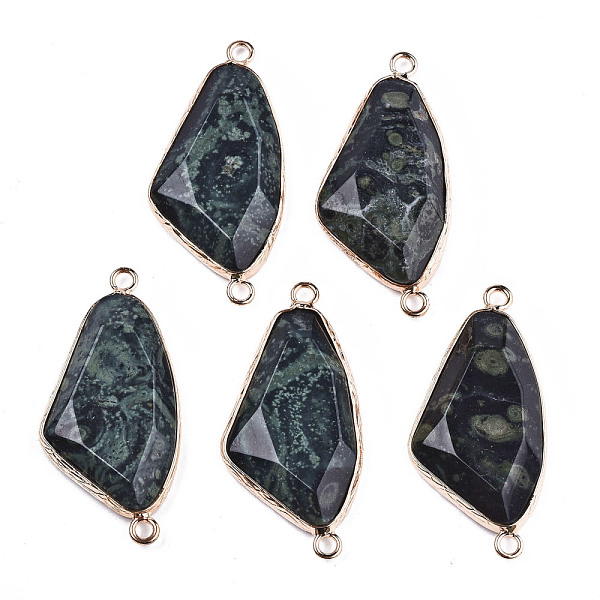 

PandaHall Natural Rhyolite Jasper Links Connectors, with Light Gold Tone Brass Findings, Faceted Triangle, 41.5x20x5.5mm, Hole: 2mm Rhyolite...