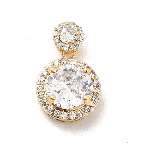 

PandaHall Brass Micro Pave Clear Cubic Zirconia Pendants, with Glass, Flat Round, Real 18K Gold Plated, Clear, 21mm, Hole: 4x3mm Brass+Glass...