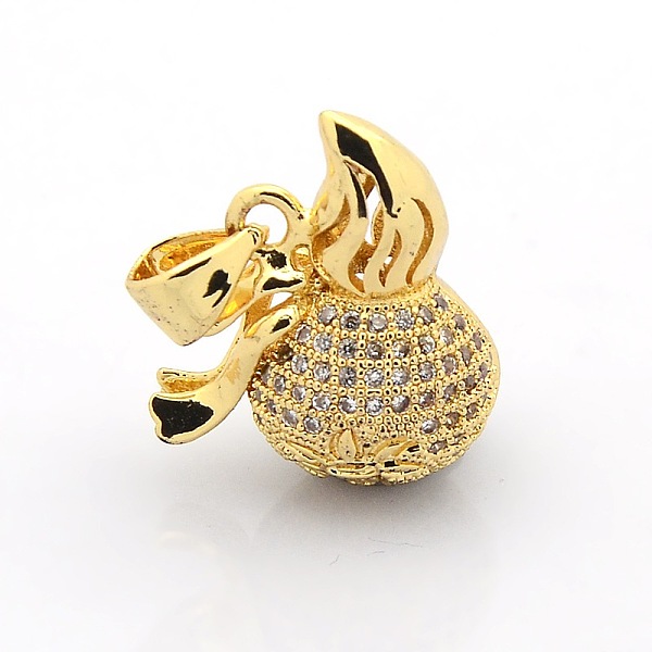 

PandaHall Brass Micro Pave Cubic Zirconia Vegetable Pendants, Hollow, Calabash/Gourd, Clear, Golden, 17x15x10mm, Hole: 4x5mm Brass+Cubic...