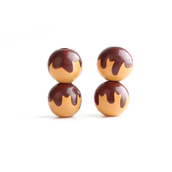 

PandaHall Printed Wood Beads, Round with Chocolate Pattern, Sandy Brown, 16mm Wood Round