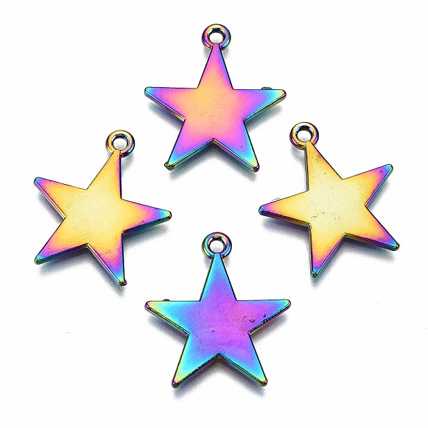 

PandaHall Rainbow Color Alloy Pendants, Cadmium Free & Lead Free, Star, 23x20.5x1.5mm, Hole: 2mm Alloy Star
