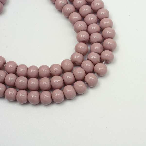 

PandaHall Painted Glass Beads Strands, Baking Paint, Round, Rosy Brown, 6mm, Hole: 1.3~1.6mm, about 133pcs/strand, 31.4 inch Glass Round...