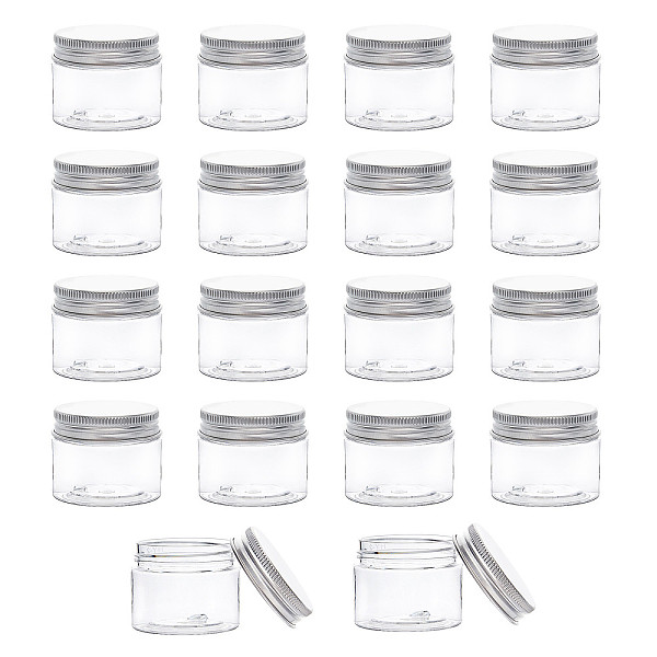 PandaHall BENECREAT 18 Pack 40ml Clear PET Plastic Storage Containers Jars with Aluminum Screw Caps for Travel Cosmetics Body Care, DIY Arts...
