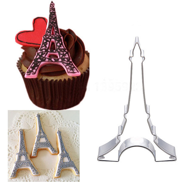 PandaHall 304 Stainless Steel Cookie Cutters, Cookies Moulds, DIY Biscuit Baking Tool, Eiffel Tower, Stainless Steel Color, 84x54x17mm 304...