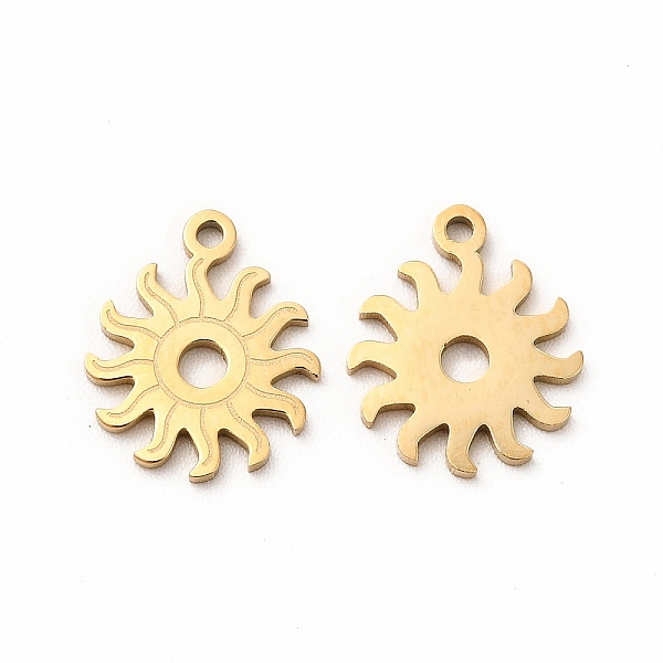 

PandaHall Ion Plating(IP) 304 Stainless Steel Pendants, With Jump Ring, Sun, Real 14K Gold Plated, 12x10x1mm, Hole: 1mm 304 Stainless Steel...
