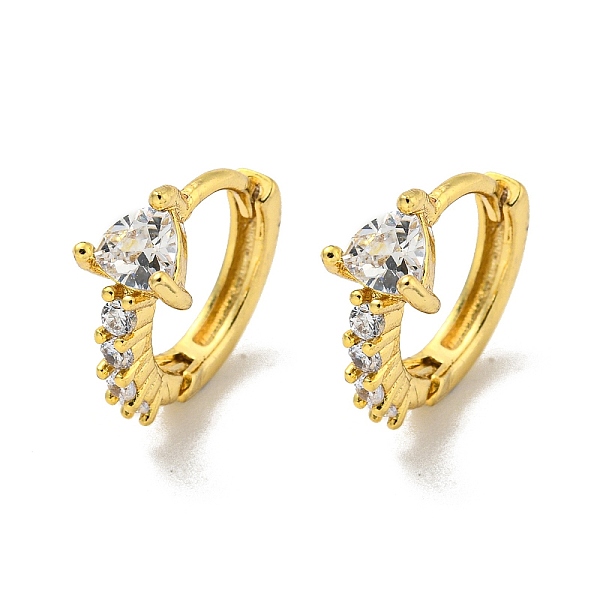 

PandaHall Brass Micro Pave Cubic Zirconia Hoop Earring, Real 18K Gold Plated, Clear, 14x6.5mm Brass Others Clear