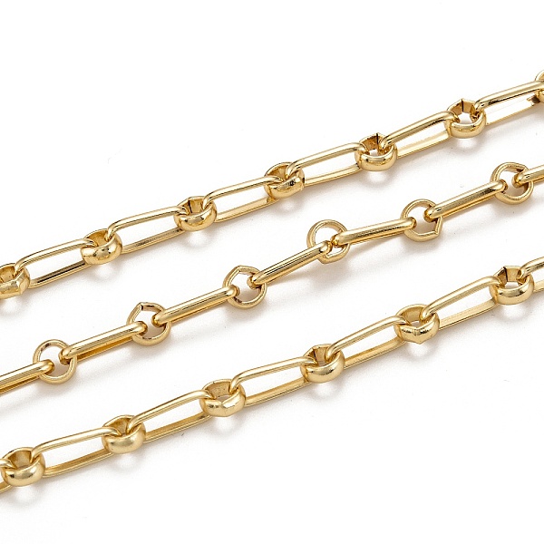 

PandaHall Iron Paperclip Chains, Unwelded, Long-lasting Plated, with Spool, Golden, Link: 15x6x2mm, Ring: 7x3mm, about 32.8 Feet(10m)/roll...
