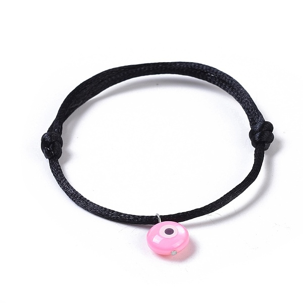 

PandaHall Adjustable Nylon Cord Bracelets, with Freshwater Shell Beads, Evil Eye, Black, 1-5/8 inch~3-3/8 inch(4~8.5cm) Nylon Evil Eye Black