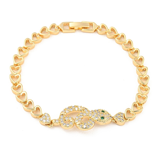 

PandaHall Golden Brass Micro Pave Cubic Zirconia Link Bracelets, Snake, 7-1/4 inch(18.5cm), Link: 31.5x12.5x3mm Cubic Zirconia Snake Clear
