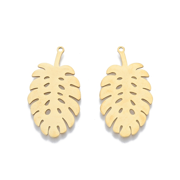 

PandaHall 201 Stainless Steel Pendants, Monstera Leaf, Real 18K Gold Plated, 33.5x18.5x1mm, Hole: 1.4mm 201 Stainless Steel Leaf