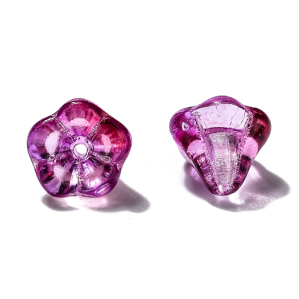 

PandaHall Transparent Czech Glass Beads, Two Tone, Flower, Medium Violet Red, 10x8mm, Hole: 2mm, about 120pcs/bag Czech Glass Flower
