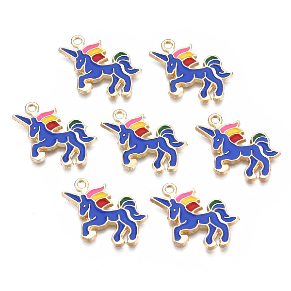 

PandaHall Rack Plating Alloy Enamel Pendants, Free & Nickel Free & Lead Free, Unicorn, Blue, 24x18x1.3mm, Hole: 1.6mm Alloy+Enamel Unicorn...