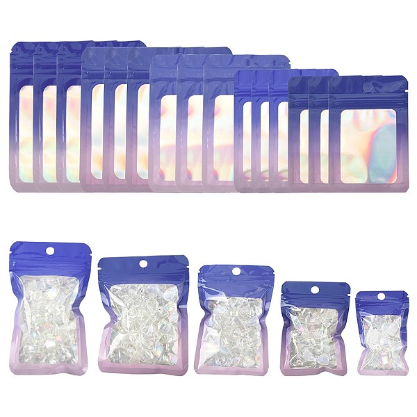 60 sachet refermable rectangulaire en PVC holographique à paillettes (5 styles différents)