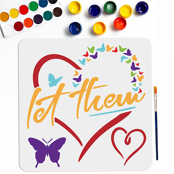 

PandaHall Let Them Love Butterfly Stencils 11.8×11.8inch Large Heart Love Painting Stencil with Paint Brush Romantic Butterfly Heart Drawing...