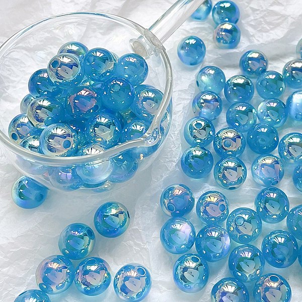 

PandaHall Rainbow Iridescent Plating Acrylic Beads, Round, Turquoise, 11.5mm, Hole: 2mm Acrylic Round Green