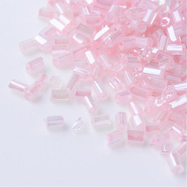 

PandaHall Transparent Two Cut Glass Seed Beads, Inside Color Lustered, Round Hole, Hexagon, Pink, 2~6x2mm, Hole: 0.5mm, about 21000pcs/450g...