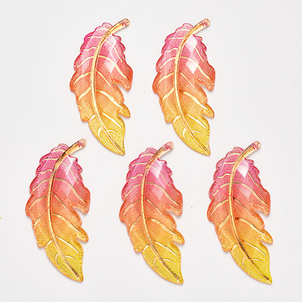 

PandaHall Transparent Acrylic Big Pendants, with Plated Bottom, Leaf, Yellow, 61.5x27x4mm, Hole: 1.2mm Acrylic Leaf Yellow
