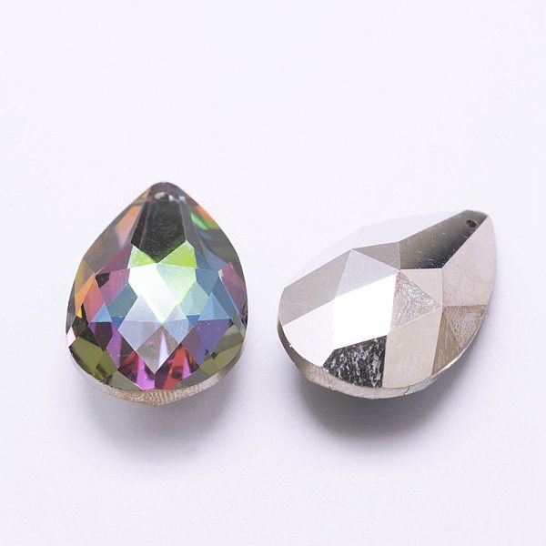 

PandaHall Electroplate Glass Pendants, Faceted, teardrop, Back Silver Plated, Colorful, 38x22.5~23x13.5~14mm, Hole: 1.5mm Glass Teardrop