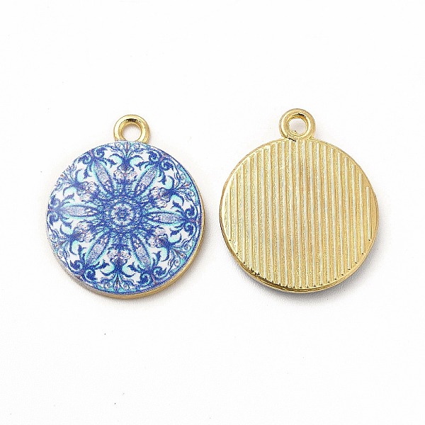 

PandaHall Alloy Printed Pendants, Cadmium Free & Nickel Free & Lead Free, Flat Round, Cornflower Blue, 21.5x18x3mm, Hole: 1.8mm Alloy Flat...