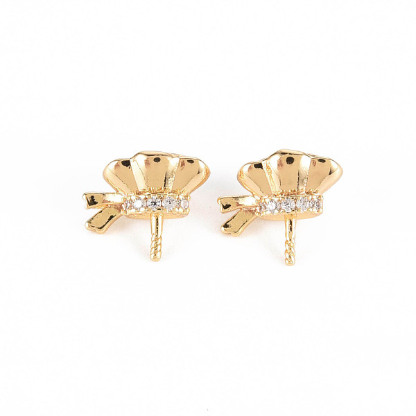 

PandaHall Brass Micro Pave Clear Cubic Zirconia Peg Bails Charms, for Half Drilled Bead, Nickel Free, Flower, Real 18K Gold Plated...