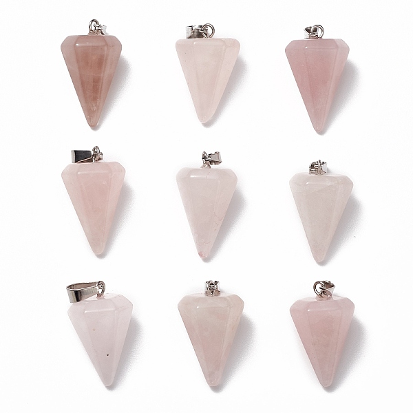 Cône / Spike / Pendule Naturel Quartz Rose Pendentifs En Pierre