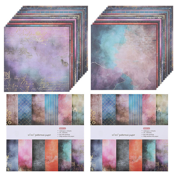 

PandaHall GLOBLELAND 48 Pcs 12 Styles 12"x 12"Scrapbook Paper Pad Colorful Decorative Paper DIY Photo Background Decorative Page Vintage..., Multicolor