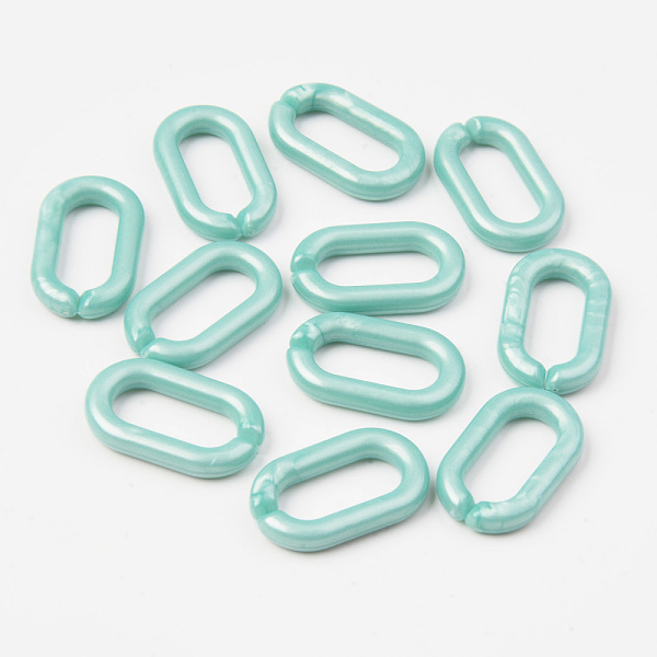 

PandaHall Opaque Acrylic Linking Rings, Quick Link Connectors, For Jewelry Cable Chains Making, Oval, Pale Turquoise, 27x16x4mm, Inner...