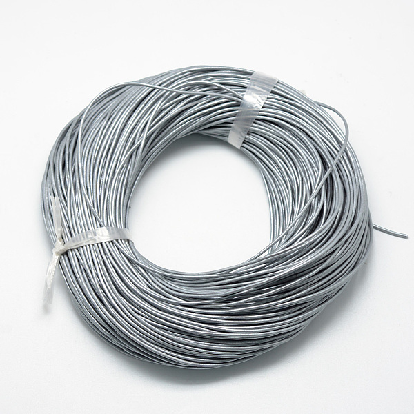 

PandaHall Spray Painted Cowhide Leather Cords, Gray, 1.5mm, about 100yards/bundle(300 feet/bundle) Cowhide Round Gray