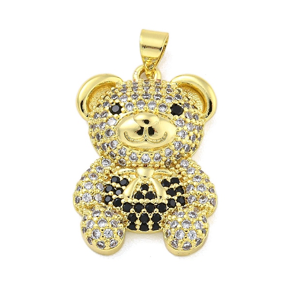 

PandaHall Brass Micro Pave Clear Cubic Zirconia Pendants, Real 18K Gold Plated, Bear, Black, 25.5x18x6.5mm, Hole: 5x3mm Brass+Cubic Zirconia...