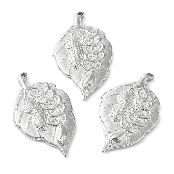 

PandaHall 304 Stainless Steel Pendants, Leaf with Peanut Charm, Stainless Steel Color, 25x15.5x2.5mm, Hole: 1mm 304 Stainless Steel Leaf