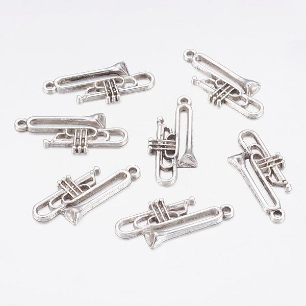 

PandaHall Alloy Pendants, Lead Free and Cadmium Free, Trumpet, Antique Silver, 35x15x3.5mm, hole: 2mm Alloy Musical Instruments