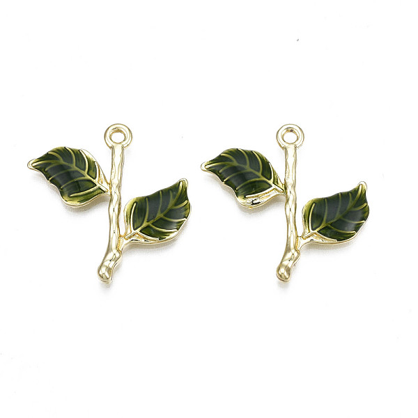 

PandaHall Rack Plating Alloy Pendants, with Enamel, Cadmium Free & Lead Free, Branch and Leaves, Dark Olive Green, 27x27.5x3mm, Hole: 1.8mm...