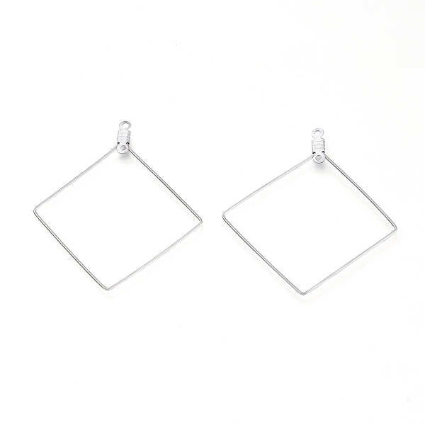 

PandaHall 304 Stainless Steel Pendants, Hoop Earring Findings, Rhombus, Stainless Steel Color, 46.5x41.5x0.6mm, Hole: 1.2mm 304 Stainless...