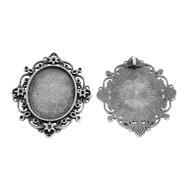 

PandaHall Tibetan Style Alloy Rhinestone & Oval Tray Cabochon Settings, Cadmium Free & Lead Free, Oval, Antique Silver, Tray: 40x30mm...
