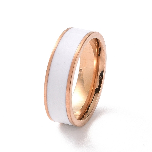 

PandaHall Enamel Grooved Line Finger Ring, Rose Gold 201 Stainless Steel Jewelry for Women, White, Inner Diameter: 17mm 201 Stainless Steel...