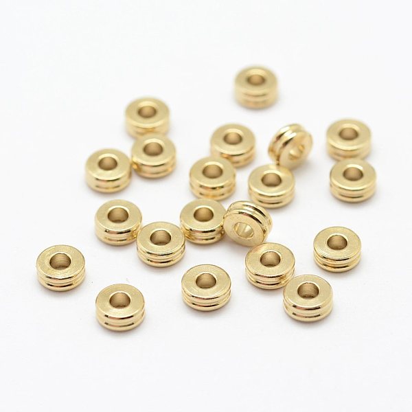 

PandaHall Brass Spacer Beads, Flat Round, Nickel Free, Raw(Unplated), 5x2mm, Hole: 2mm Brass Flat Round