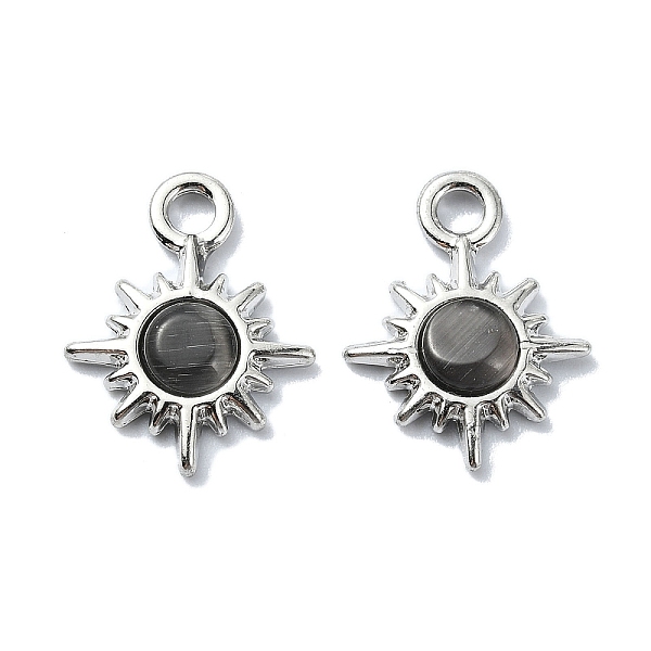 

PandaHall Alloy Glass Pendants, Sun, Black, Platinum, 17x14x3mm, Hole: 2mm Alloy+Glass Sun Black