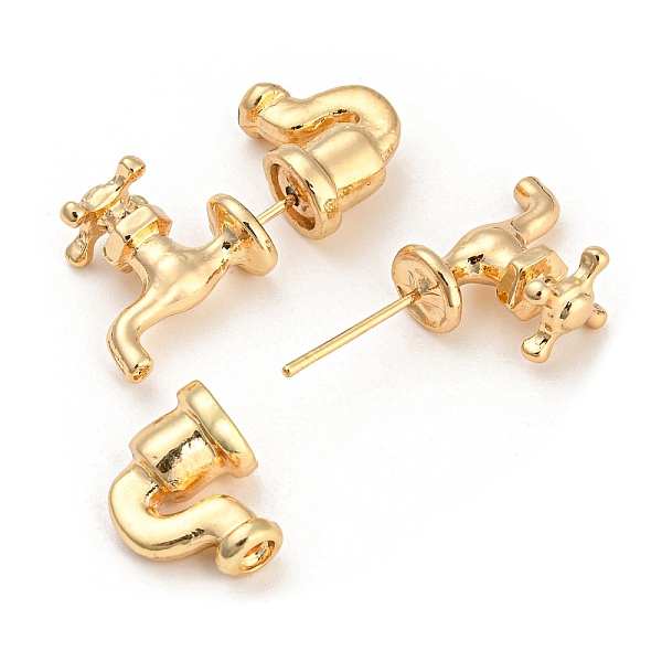 

PandaHall Alloy Front Back Stud Earrings, Faucet Shape, Golden, 15x28x7mm Alloy Tool