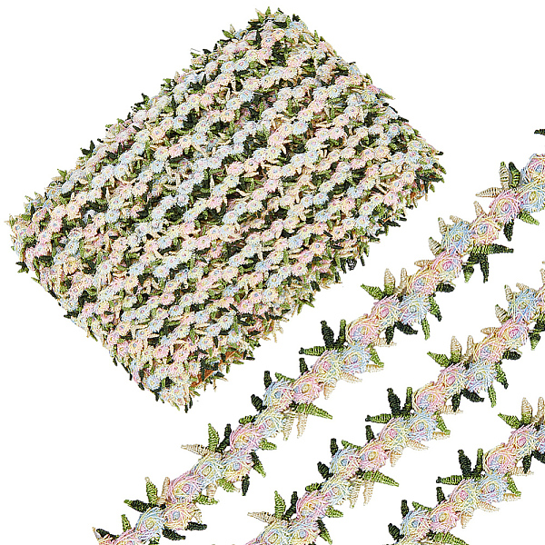 

PandaHall 15 Yards Flower Polyester Embroidery Lace Ribbon, Clothes Accessories Decoration, Light Yellow, 3/4 inch(20mm) Polyester Flower