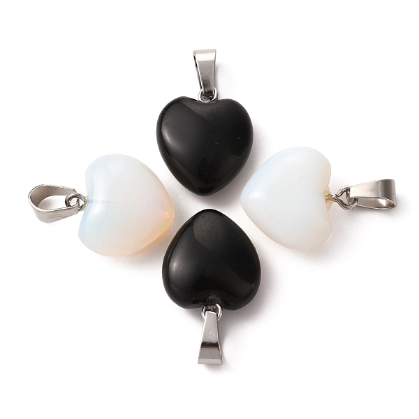 

PandaHall 4Pcs 2 Style Natural & Synthetic Gemstone Pendants, with Platinum Tone Brass Findings, Heart, Mixed Color, 17~19x15~16x5~8mm, Hole..., Multicolor