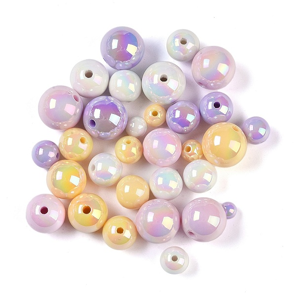 

PandaHall Acrylic Beads-Plating, Round, Violet, 6~15mm, Hole: 1.5mm Acrylic Round Purple