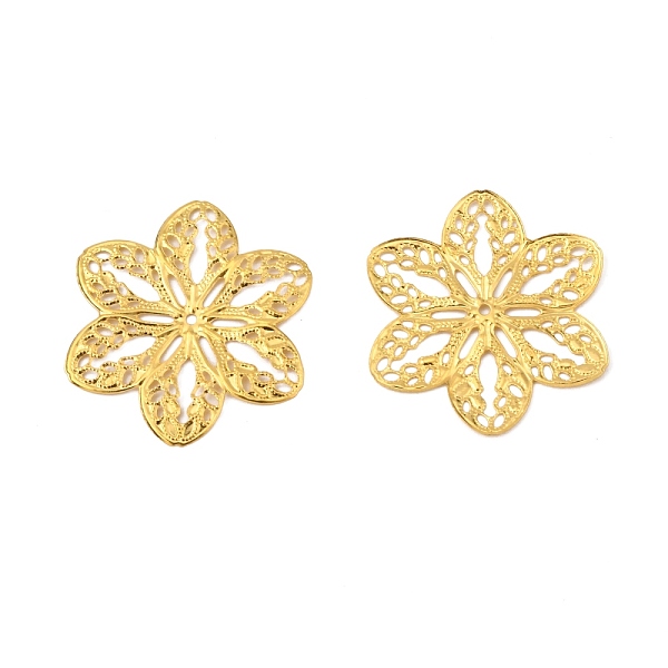 

PandaHall 6-Petal Iron Bead Caps, Flower, Golden, 32.5x29x1mm, Hole: 1mm Iron