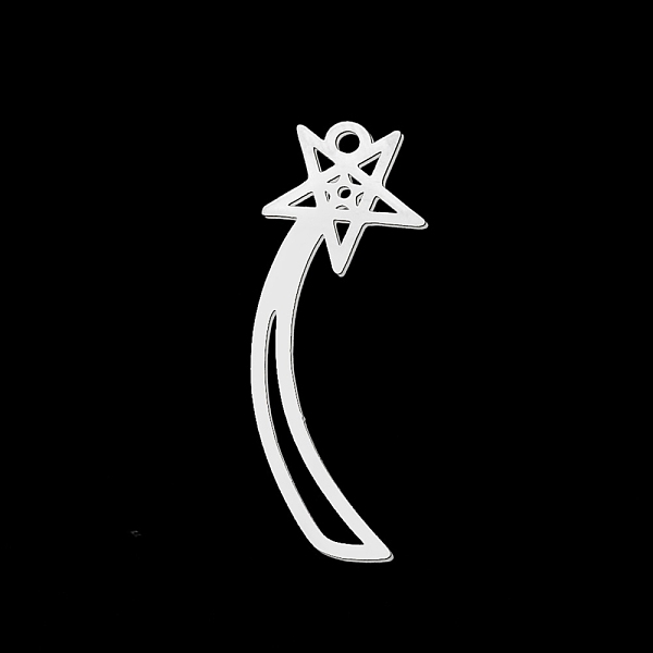 

PandaHall 201 Stainless Steel Pendants, Laser Cut, Meteor, Stainless Steel Color, 29.5x10.5x1mm, Hole: 1.5mm 201 Stainless Steel Star