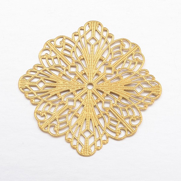 

PandaHall Brass Big Pendants, Etched Metal Embellishments, Flower, Golden, 54x54x1mm Brass Flower