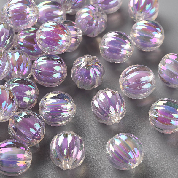 

PandaHall Transparent Acrylic Beads, Bead in Bead, AB Color, Pumpkin, Lilac, 11x11.5mm, Hole: 2mm, about 550pcs/500g Acrylic Pumpkin Purple