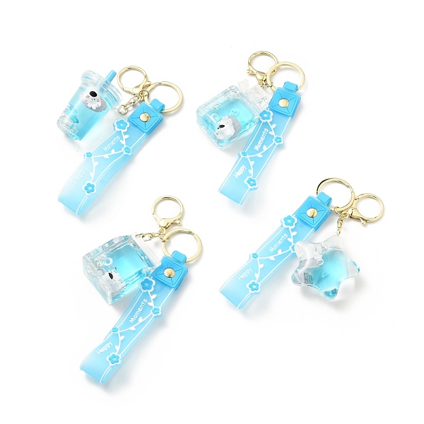 

PandaHall Milk Tea Cup & Star & Bottle Keychain, Floating Creative Cute Cartoon Liquid Filled Acrylic Keychain, with Alloy Findings, Deep...