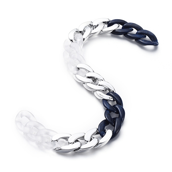 

PandaHall Handmade Curb Chains, Twisted Chain, with Acrylic Linking Rings and CCB Plastic Linking Rings, Platinum, Colorful, Link: 30x21x6mm...