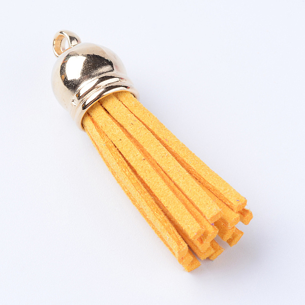 

PandaHall Faux Suede Tassel Pendant Decorations, with CCB Plastic Cord Ends, Gold, 35~37x10mm, Hole: 2.5~3mm Faux Suede Gold